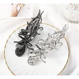 Silver or black metal titanium branch boho style hair butterfly punk goth clip